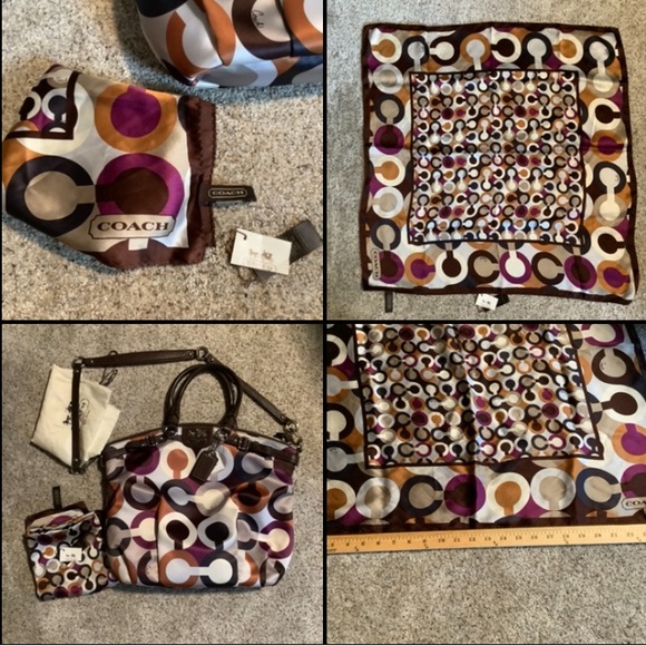 Coach Op Art Lindsey Lg bag & Scarf NWT #18599 Both Never Used! Perfect! - Picture 8 of 15